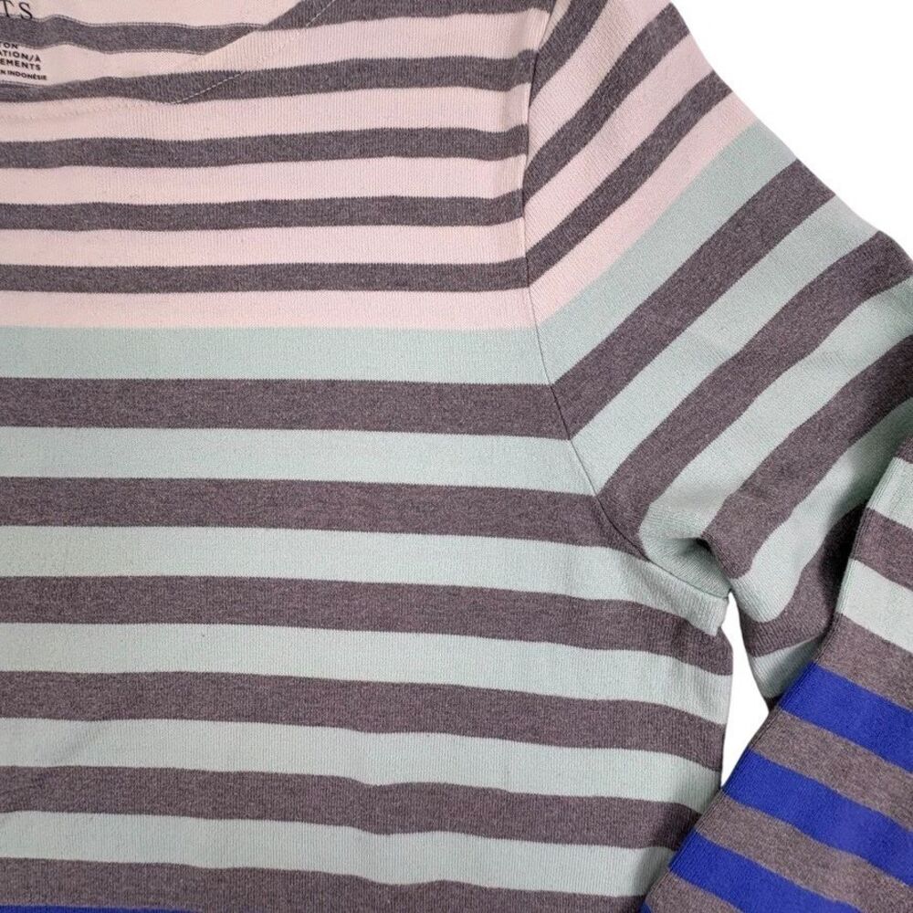 Talbots Authentic Boat Neck Tee Mixed Stripe 100% Cotton Weekend 3/4 Sleeve XL - Picture 3 of 10